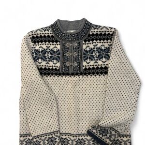 Women’s Nordic Pattern Sweater - Cream and Blue